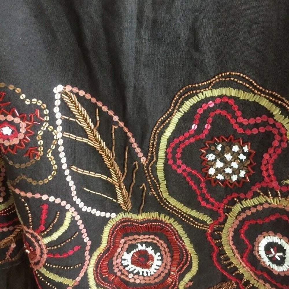 Parisian Signature Brown Red Sequin Net Hem A-Line - image 2